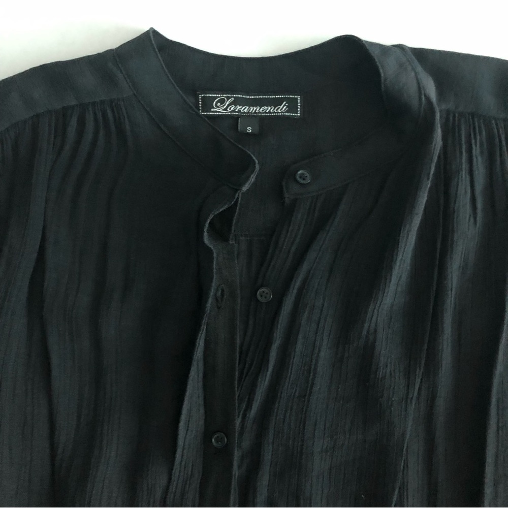 Black Long Sleeve Pleaded Loose Fit Top - Picture 8 of 12